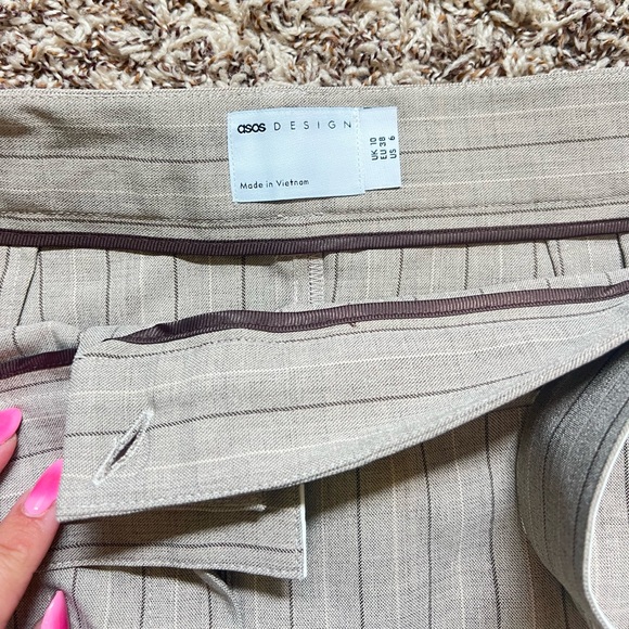 ASOS DESIGN micro mini skirt with detachable turnover waist in beige stripe - Picture 7 of 7